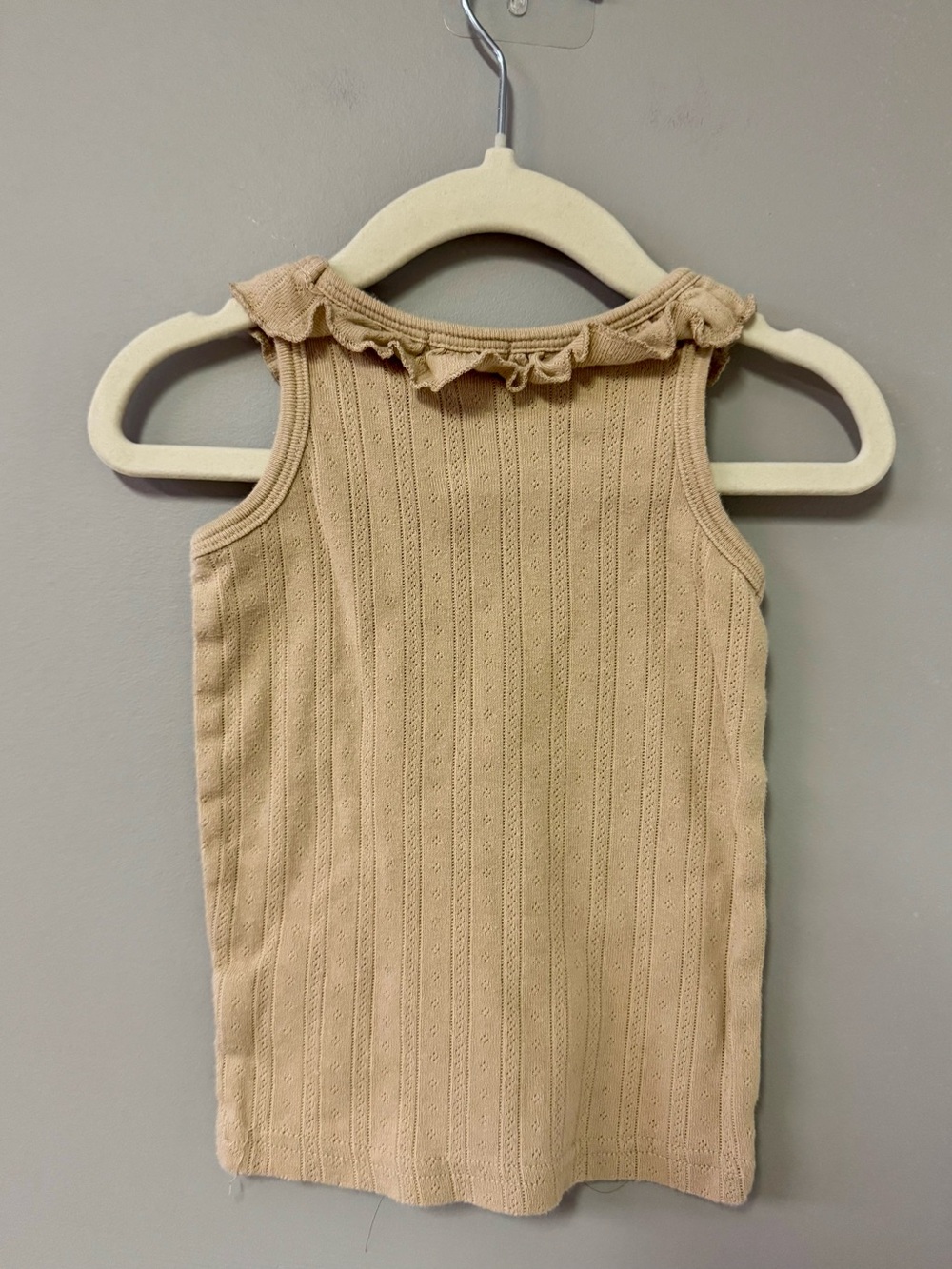 Jamie Kay Beige Ruffle Neck Ribbed Tank - Picture 3 of 3